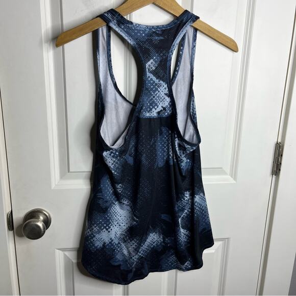 Athleta Cloudlight Blue & Black Patterned Racerback Athletic Tank Top Size Small - Picture 3 of 6
